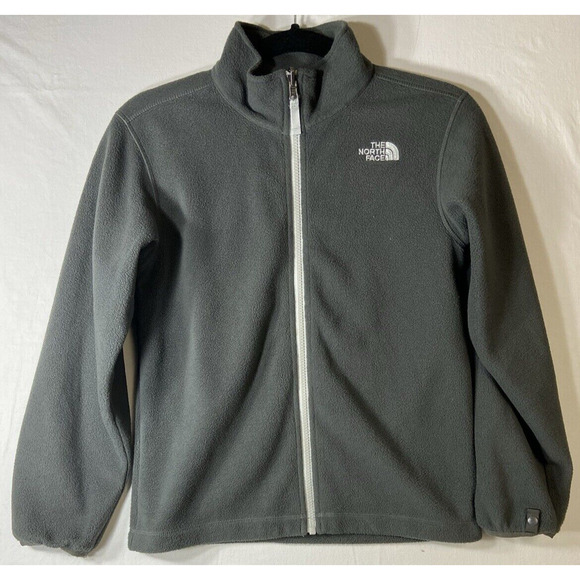 North Face Zip Jacket Fleece Super Soft Sherpa Charcoal Gray Boys Medium 10/12
